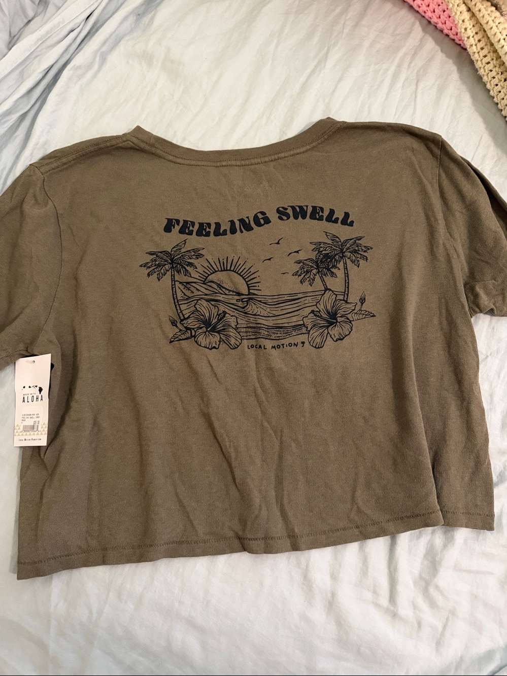 Women’s oversized crop T-Shirt - Olive Green med.